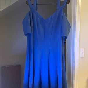 Lane Bryant Blue Cold Shoulder Fit & Flare Dress Size 16